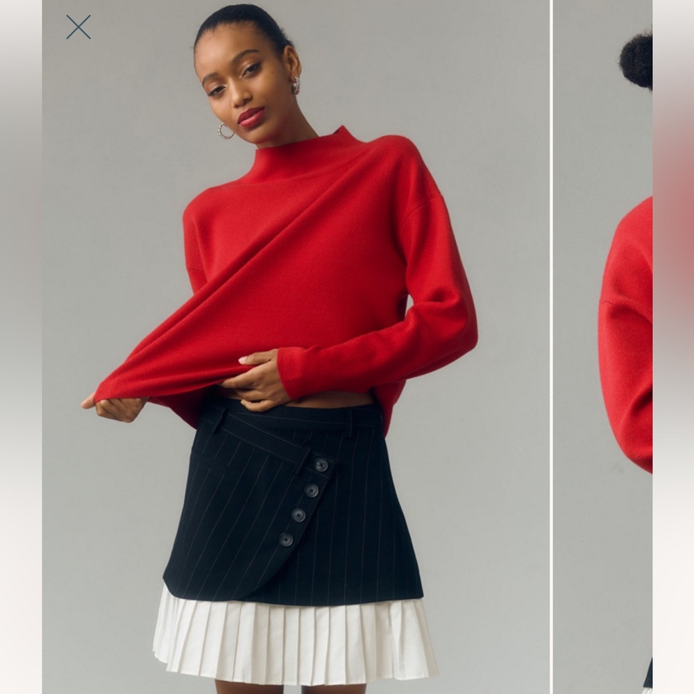 Anthropologie/ Maeve Red Mock Neck Sweater